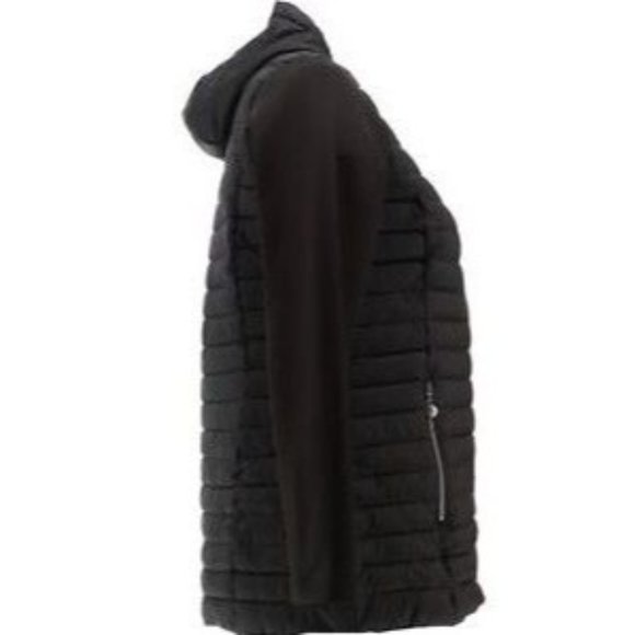 Laurier Hooded Puffer Jacket Soft Shell Slvs 711-446 Jet Black Small Petite - Picture 2 of 3